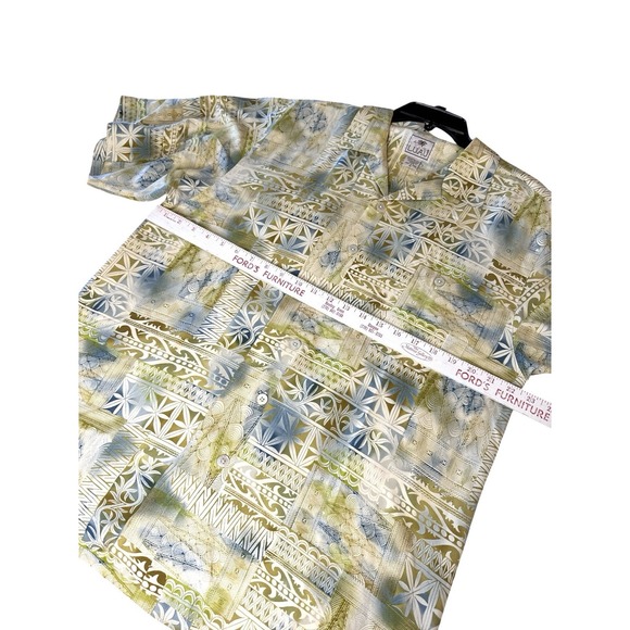 LUAU Medium Silk Shirt Limited Edition Hawaiian Aloha Short Sleeve‎ Green Blue - Picture 4 of 7